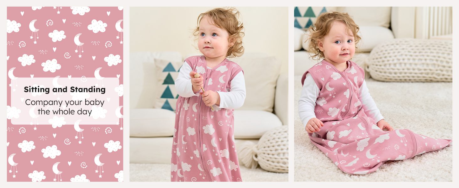 sleep sack with zipper 100% cotton wearable blanket for girl baby sleep sack